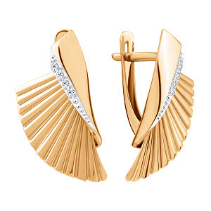 Серьги из красного золота с фианитами