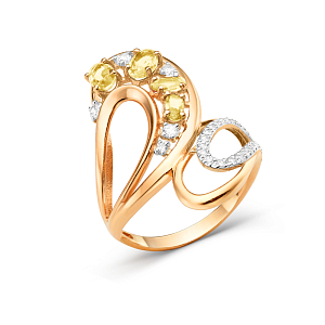 Кольцо из красного золота с цитринами