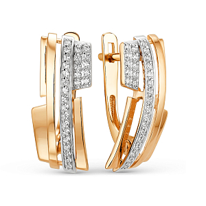 Серьги из красного золота с фианитами