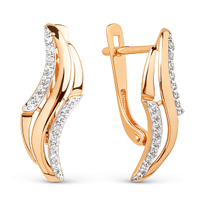 Серьги из красного золота с фианитами