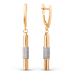 Серьги из красного золота с фианитами