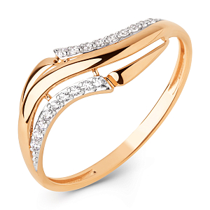 Кольцо из красного золота с фианитами