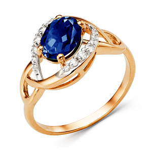 Кольцо из красного золота с корундом