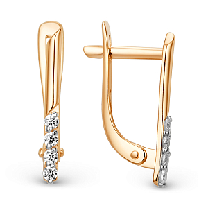 Серьги из красного золота с фианитами