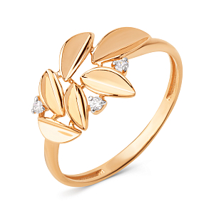 Кольцо из красного золота с фианитами