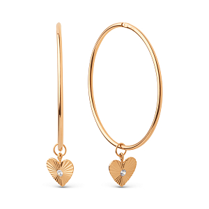 Серьги конго из красного золота с фианитами