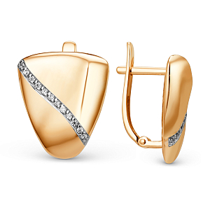 Серьги из красного золота с фианитами