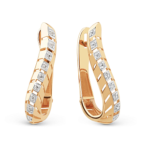 Серьги из красного золота с фианитами