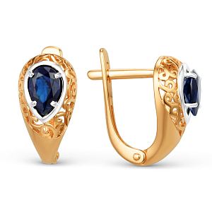 Серьги из красного золота с корундами