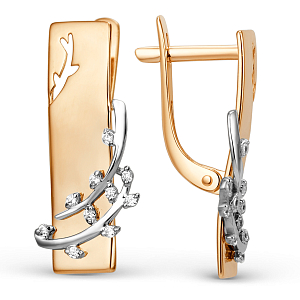 Серьги из красного золота с фианитами