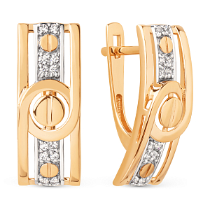 Серьги из красного золота с фианитами