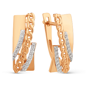 Серьги из красного золота с фианитами