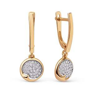 Серьги из красного золота с фианитами