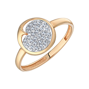 Кольцо из красного золота с фианитами