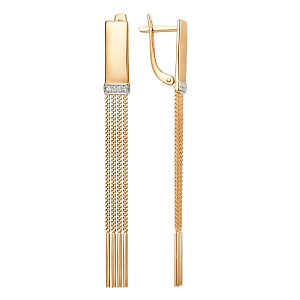 Серьги из красного золота с фианитами