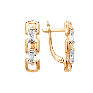 Серьги из красного золота с фианитами