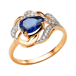 Кольцо из красного золота с корундом