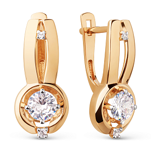 Серьги из красного золота с фианитами