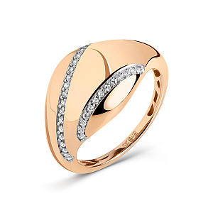 Кольцо из красного золота с фианитами