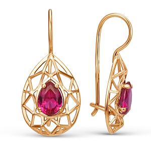 Серьги из красного золота с корундами