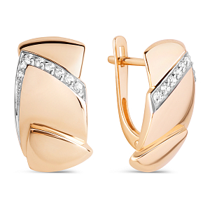 Серьги из красного золота с фианитами