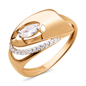 Кольцо из красного золота с фианитами