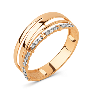 Кольцо из красного золота с фианитами