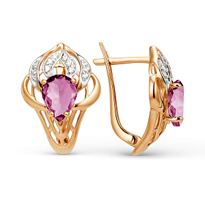 Серьги из красного золота с корундами