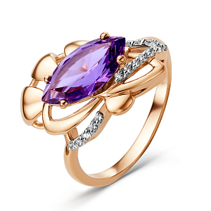 Кольцо из красного золота с аметистом