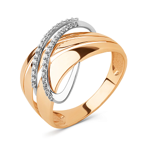 Кольцо из красного золота с фианитами