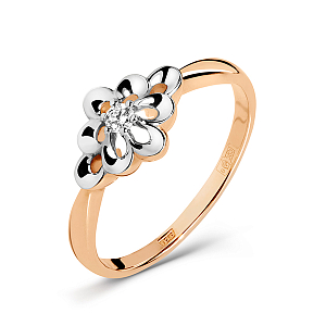 Кольцо из красного золота с фианитом