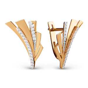 Серьги из красного золота с фианитами