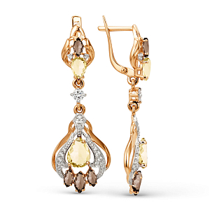 Серьги из красного золота с цитринами