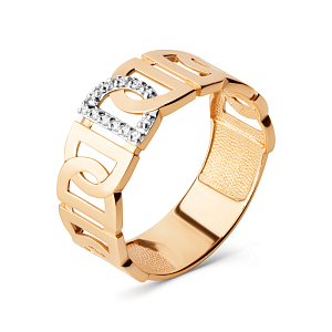 Кольцо из красного золота с фианитами