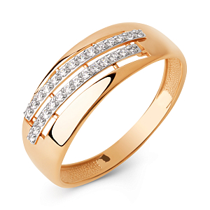 Кольцо из красного золота с фианитами