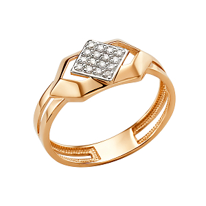 Кольцо из красного золота с фианитами