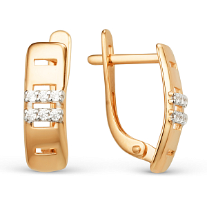 Серьги из красного золота с фианитами