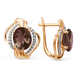 Серьги из красного золота с раухтопазами