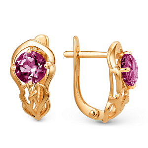 Серьги из красного золота с корундами