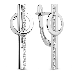 Серьги из белого золота с фианитами