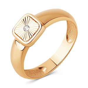 Кольцо из красного золота с фианитом