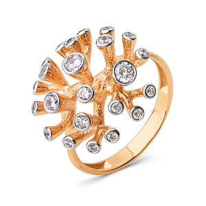 Кольцо из красного золота с фианитами