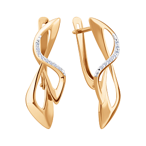 Серьги из красного золота с фианитами