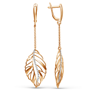 Серьги из красного золота с фианитами