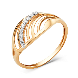 Кольцо из красного золота с фианитами